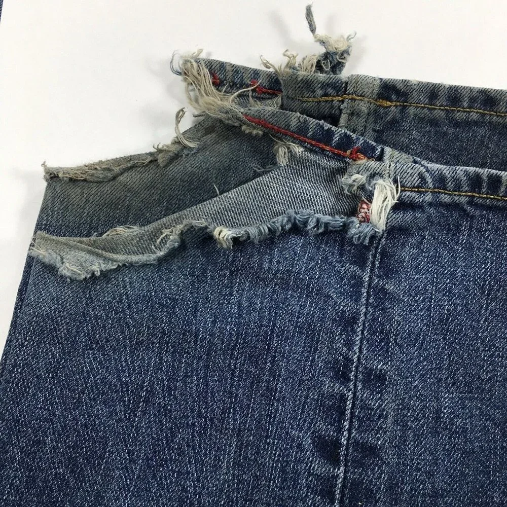Banana Republic Mens Straight Blue Jeans sz 35x30 Denim Destroyed‎ Cuffs